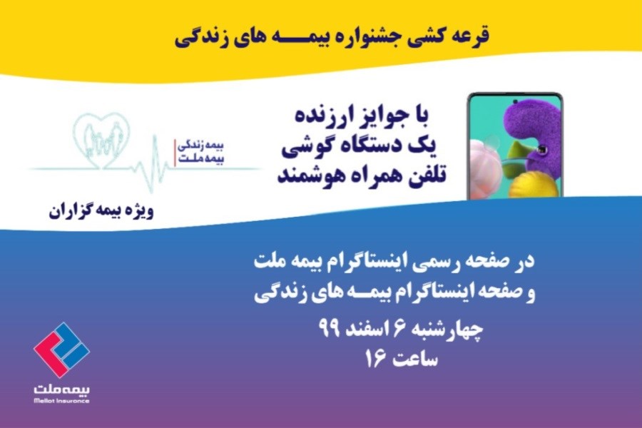تصویر برگزاری قرعه‌کشی بهمن‌ماه جشنواره بیمه‌های زندگی بیمه ملت با جوایز ارزنده