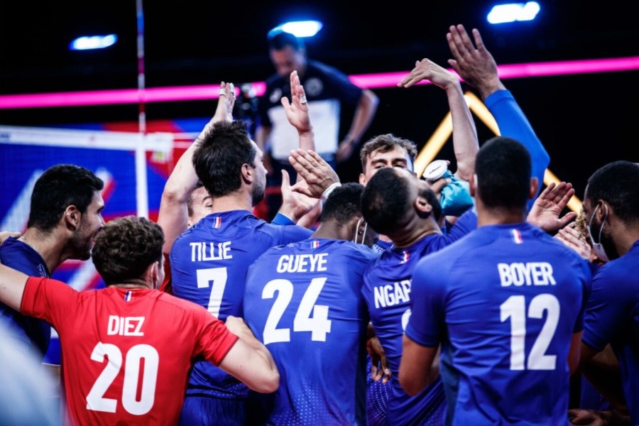 تصویر پیروزی فرانسه مقابل اسلوونی در رده بندی لیگ ملت‌های والیبال