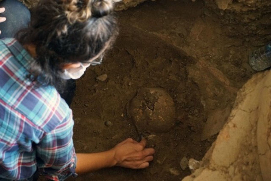 باستان شناسان  بقایای ۲۴۰۰ ساله فردی را در کوزه ای عظیم کشف کردند