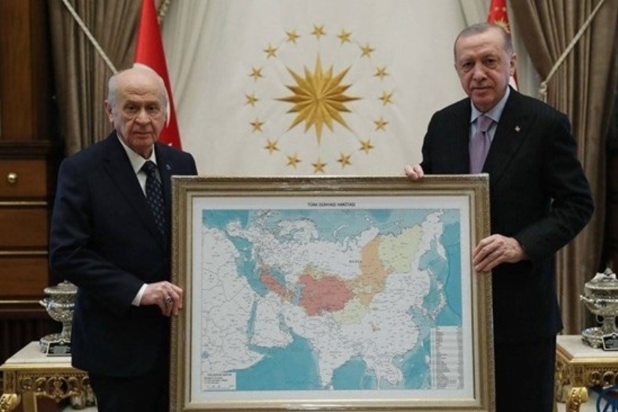 جنجال جدید اردوغان با نقشه &quot;جهان ترک&quot;