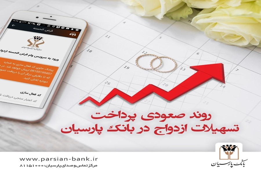 تصویر روند صعودی پرداخت تسهیلات ازدواج در بانک پارسیان