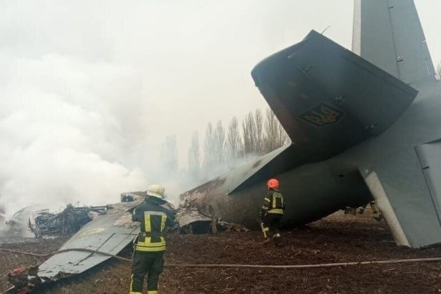 تصویر هواپیمای نظامی اوکراین در نزدیکی کی‌یف سقوط کرد