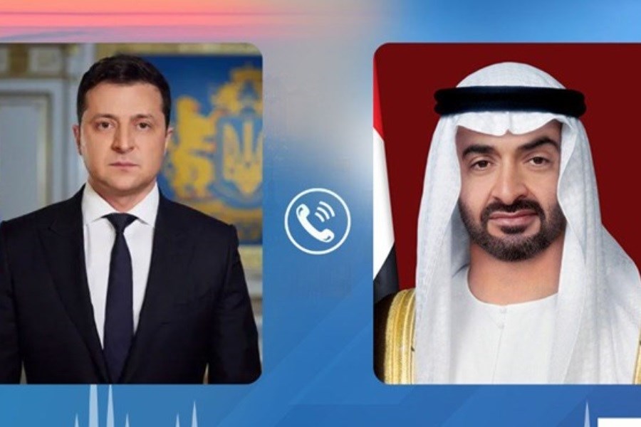 تصویر تماس تلفنی بن زاید با رئیس‌جمهور اوکراین