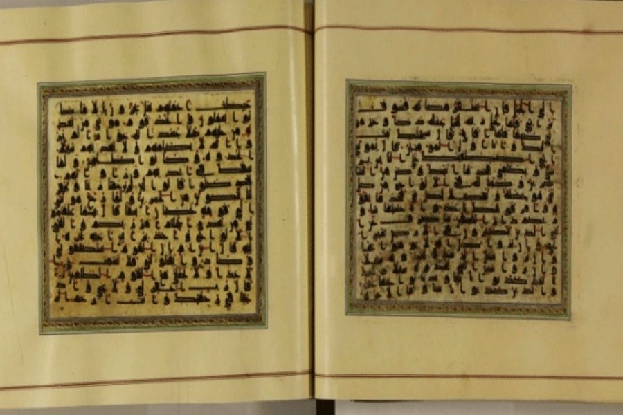 تصویر قرآن‌های منسوب به امام حسین(ع) و امام سجاد(ع)در موزه قرآن رضوی به نمایش درآمد