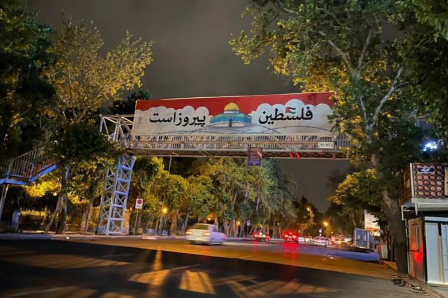 تصویر آذین بندی شهر تهران با مضمون روز جهانی قدس