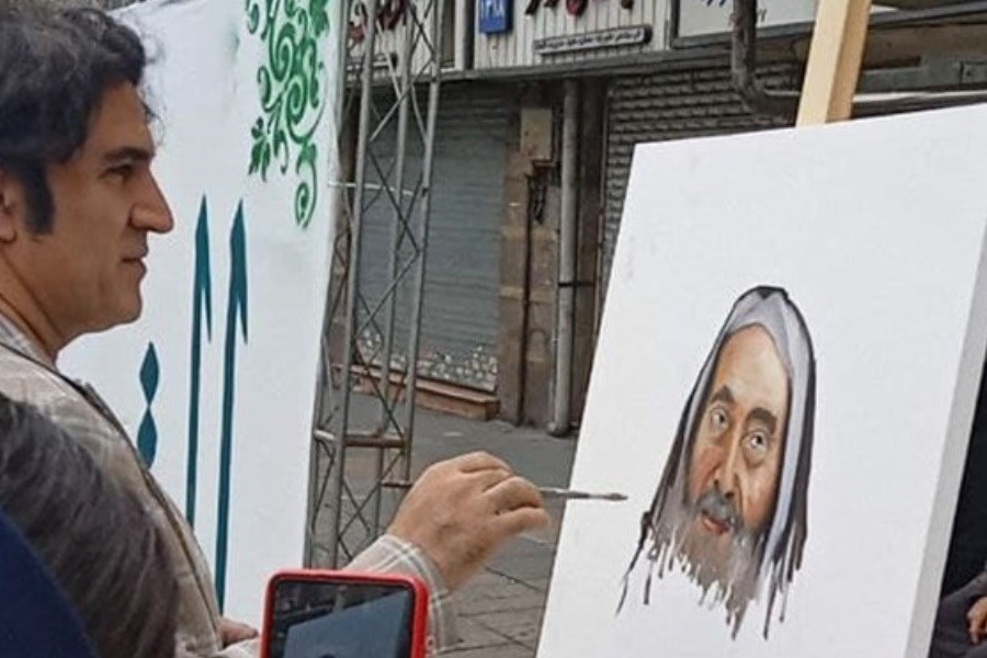 نقاش چهره رهبران نهضت اسلامی فلسطین در راهپیمایی روز قدس