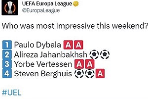جهانبخش، نامزد تاثیرگذارترین بازیکن هفته اروپا