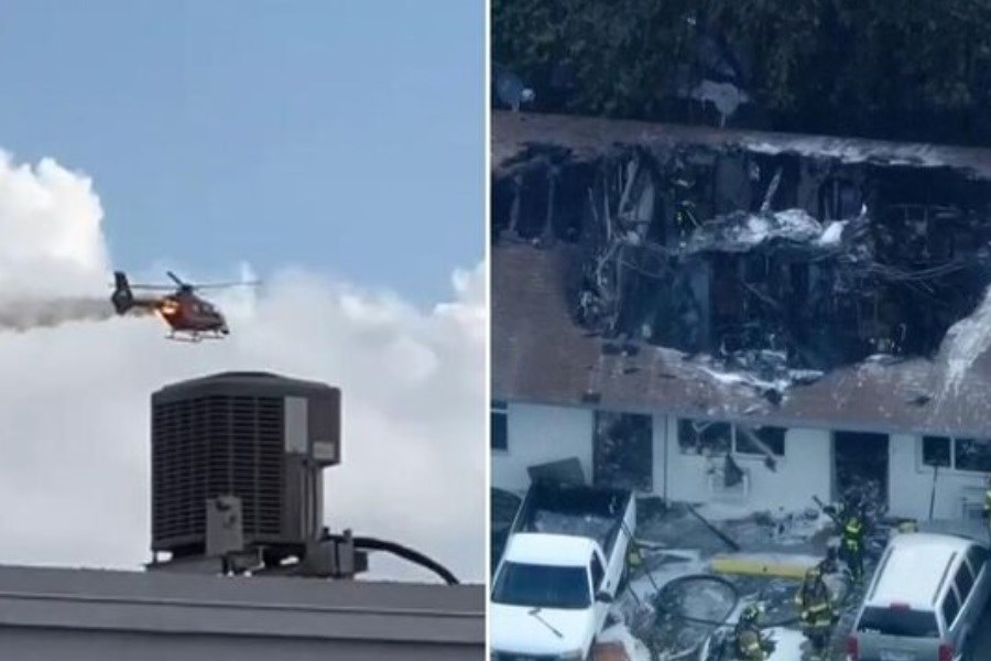 سقوط یک بالگرد امداد و نجات روی ساختمانی در «فلوریدا»ی آمریکا