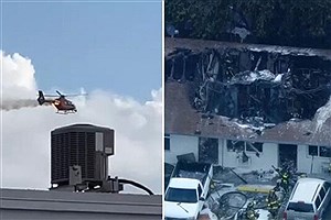 سقوط یک بالگرد امداد و نجات روی ساختمانی در «فلوریدا»ی آمریکا