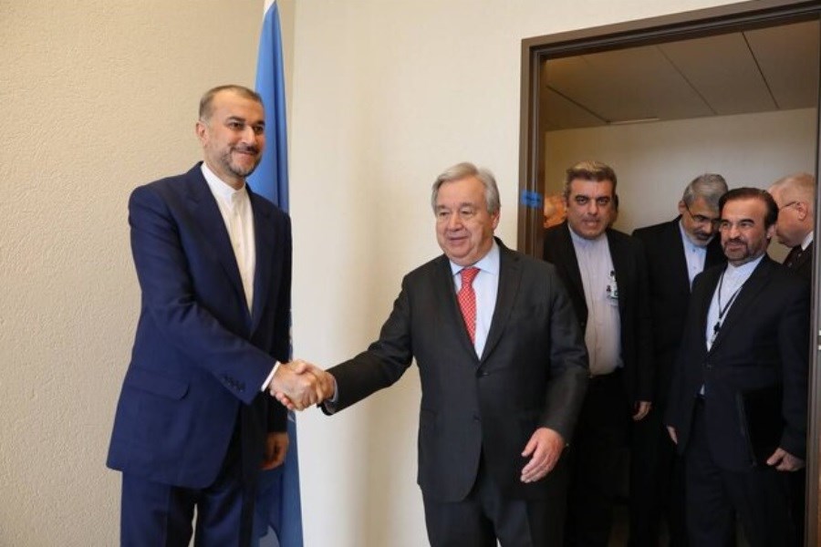 تصویر رایزنی امیرعبداللهیان با دبیرکل سازمان ملل