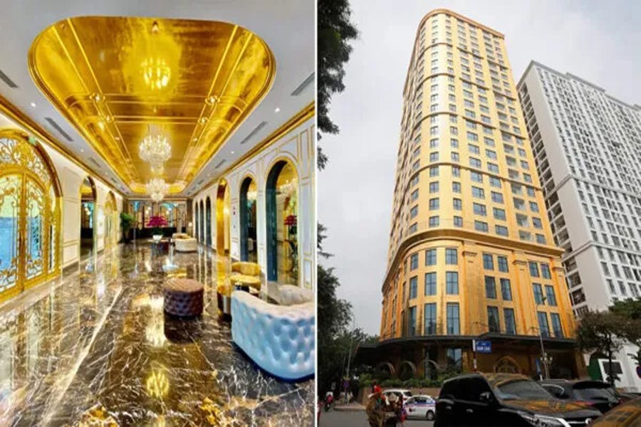 تصویر اولین «هتل طلایی» در جهان پوشیده با طلای ۲۴ عیار