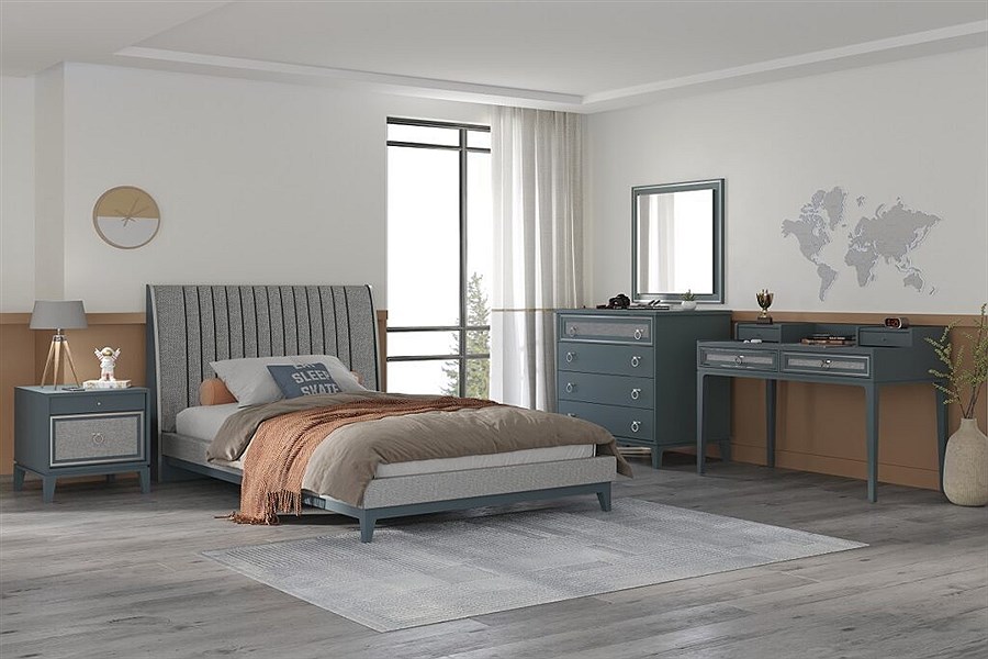 تصویر ترکیب چوب و فلز در سرویس خواب