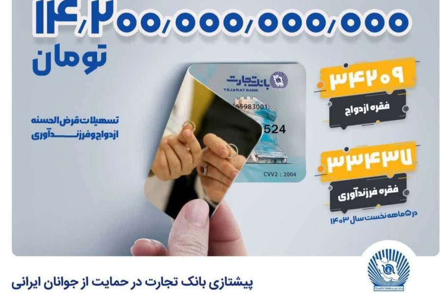 پیشتازی بانک تجارت در حمایت از جوانان ایرانی با تسهیلات ۱۴٫۲ همتی ازدواج و فرزندآوری