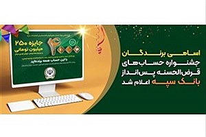 اعلام اسامی برندگان جشنواره حساب‌های قرض‌الحسنه پس‌انداز بانک سپه