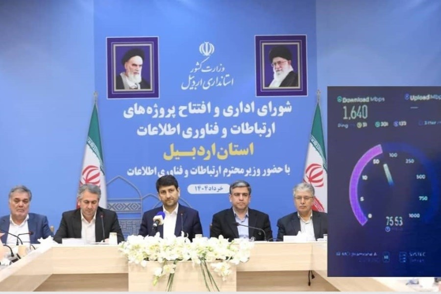 تصویر ثبت سرعت ۱۶۴۰ مگابیتی 5G همراه اول در اردبیل در حضور وزیر ارتباطات