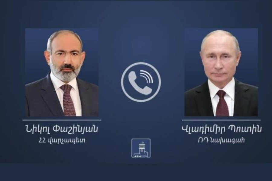 تصویر تماس تلفنی پوتین و پاشینیان