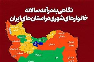 ببینید میانگین درآمد خانوارهای شهری&#47; فاصله تهران با سایر استان‌ها چقدر است؟&#47; اینفوگرافیک
