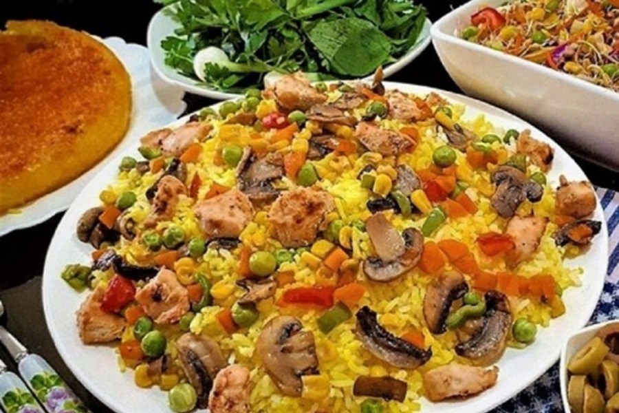 طرز تهیه پلو مخلوط خوشمزه و مقوی با مرغ و قارچ