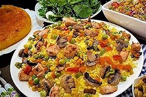 طرز تهیه پلو مخلوط خوشمزه و مقوی با مرغ و قارچ