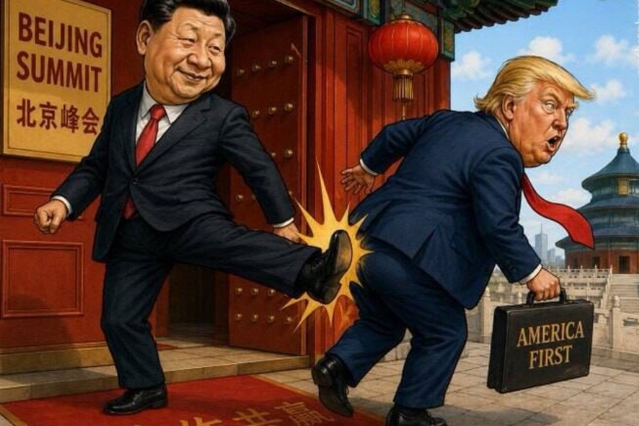 کاریکاتور/ پشت پای شی جین‌پینگ به ترامپ