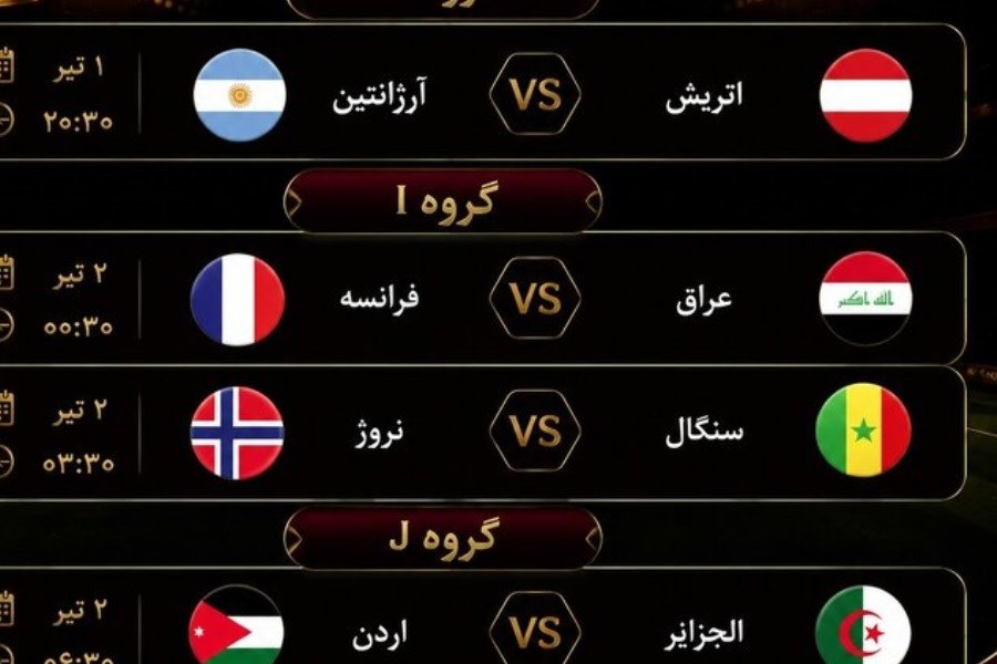 برنامه بازی‌های امشب جام جهانی