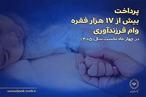بانک ملی ایران؛ پیشتاز پرداخت تسهیلات فرزندآوری در چهار ماه نخست ۱۴۰۵