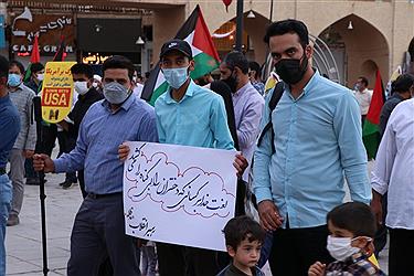 تصویر تجمع یزدی ها در حمایت از مردم مظلوم فلسطین و شهدای کودک افغانستان