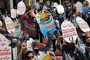 تصویر تجمع اعتراضی مردم همدان در حمایت از مردم فلسطین