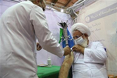 تصویر تزریق دوز دوم  واکسن برکت به امام جمعه یزد