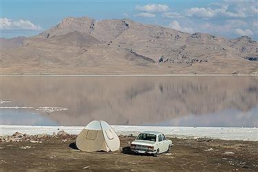 تصویر روزهای کم آبی دریاچه ارومیه