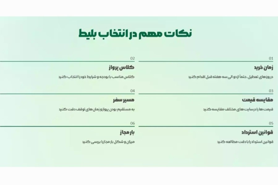 نکات مهم در انتخاب بلیط