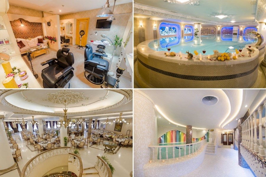 خدمات تفریحی هتل بین المللی قصر مشهد شامل استخر، سونا، اسپا، رستوران مجلل و آرایشگاه زنانه و مردانه