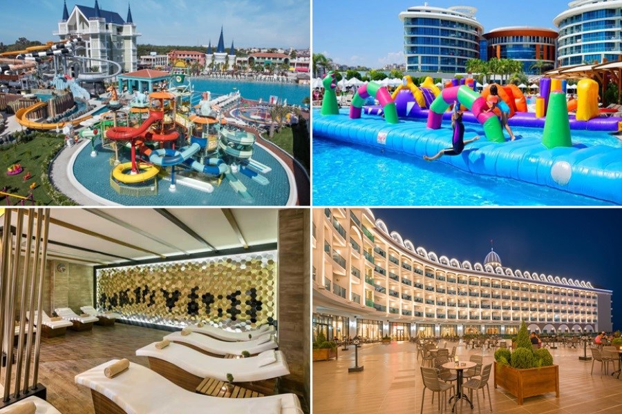 خدمات هتل UAll و All آنتالیا شامل تفریحات آبی برای تمام خانواده، اسپا، کافی شاپ، شهربازی درون هتل