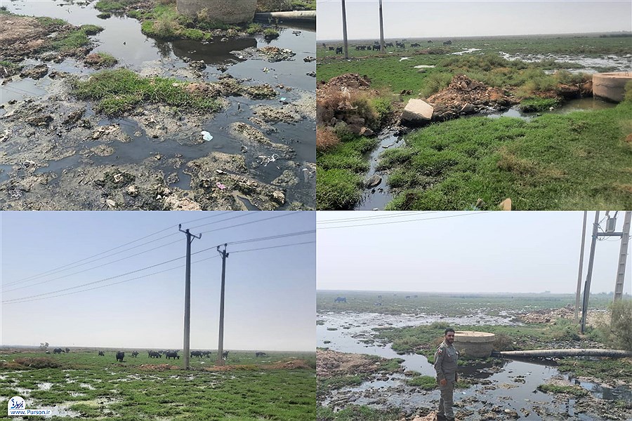 فاضلاب سوسنگرد روبروی بیمارستان نفت خوزستان